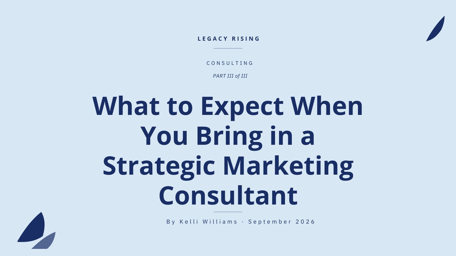 Legacy Rising article: What to Expect When You Bring In a Strategic Marketing Consultant by Kelli Williams